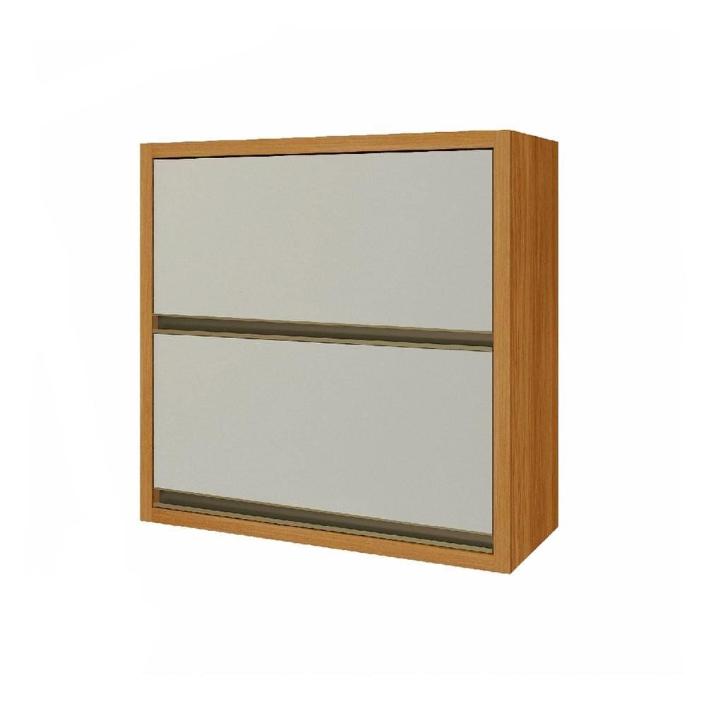 Armário Aéreo 2 Portas Basculas Nesher Baronesa 80cm Mdf - Freijó/Off White