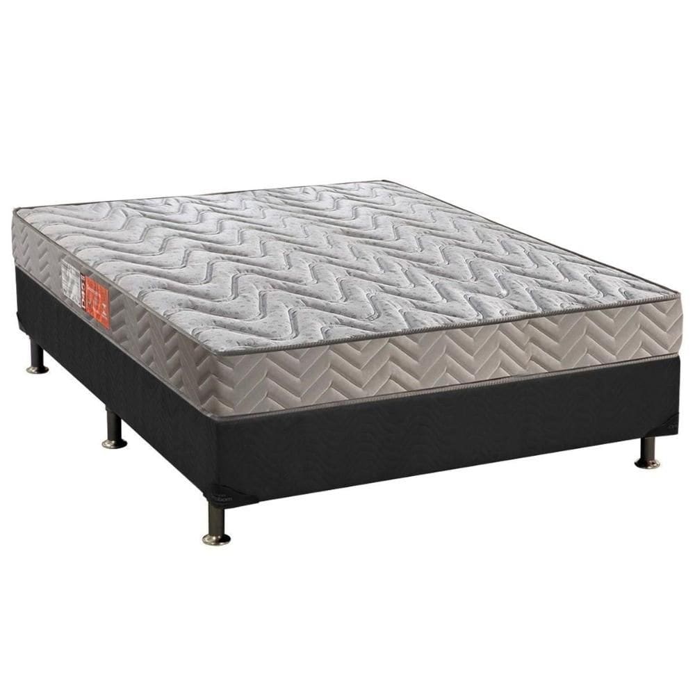 Cama Box Casal: Colchão Espuma D45 Paropas Pasquale Clean + Base CRC Suede Gray(138x188)