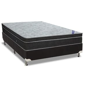 Cama Box Casal: Colchão Molas Ortobom Nanolastic Light Selado + Base CRC Suede Black(138x188)
