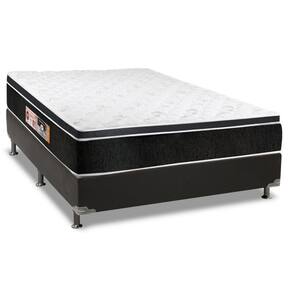 Cama Box Casal: Colchão Espuma Castor D33 Black e White + Base CRC Suede Black(138x188)