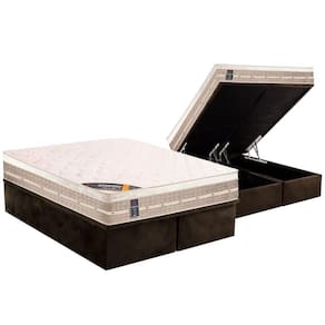 Cama Box Baú Queen: Colchão Molas Castor Bonnel Premium Tecnopedic + Base CRC Suede Brown(158x198)