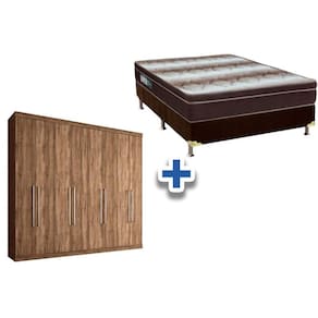 Cama Box Casal + Colchão Light Ortobom + Guarda Roupa Master Vip 8.4 Atacama