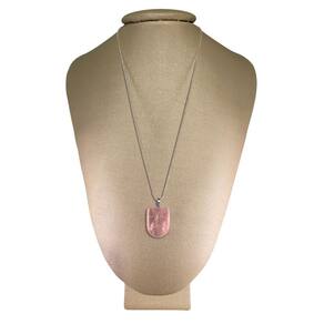 Colar Prata 925 Diamantado Quartzo Rosa Medalha - P. Vecchio