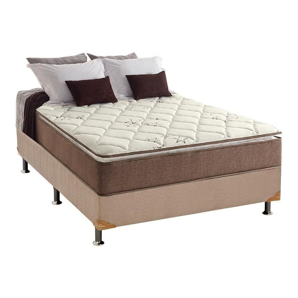Cama Box Casal: Colchão Ortopédico Anjos D28/AG65 Star + Base CRC Suede Clean(138x188)