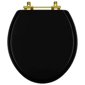 Assento Sanitario Poliéster Convencional Universal Oval Preto com Ferragem Dourada