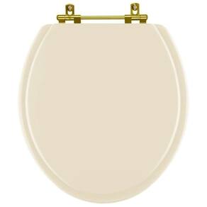 Assento Sanitario Laqueado Convencional Universal Oval Bone com Ferragem Dourada
