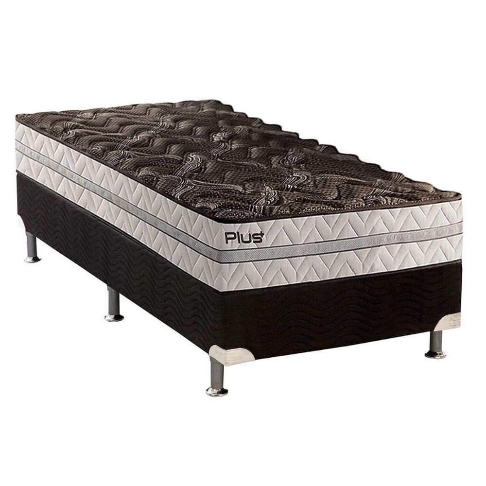 Cama Box Solteiro: Colchão Espuma D33 Paropas Pasquale Plus + Base CRC Suede Black(88x188)