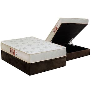 Cama Box Baú Casal: Colchão Espuma Castor D33 Sleep Max Relax + Base CRC Suede Brown(138x188)