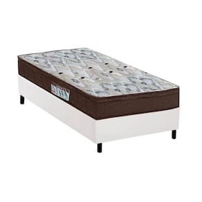 Cama Box Solteiro: Colchão Espuma Ortobom D45/EP Fort Tech ISO 150 Mega Firme + Base CRC Suede White(78x188)