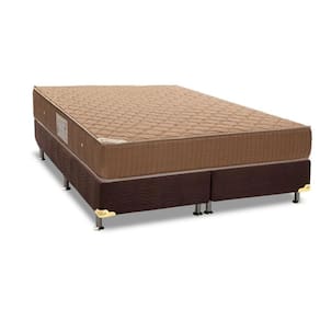 Cama Box Queen: Colchão Molas Ortobom Hotelaria Nanolastic Orthotel Spring + Base CRC Suede Marrom(158x198)