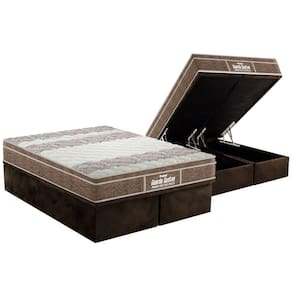 Cama Box Baú Queen: Colchão Espuma D33 Probel / EP Guarda Costas PróIntense Plus + Base CRC Suede Brown(158x198)