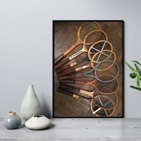 Quadro Retrô Tênis - Fotos Raquetes 33X24Cm
