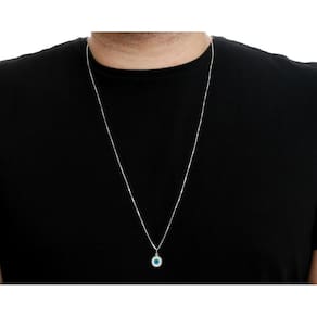Colar Corrente Com Olho Grego Masculino Corrente Prata 925