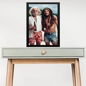Quadro Einstein Com Bob Marley 33X24Cm