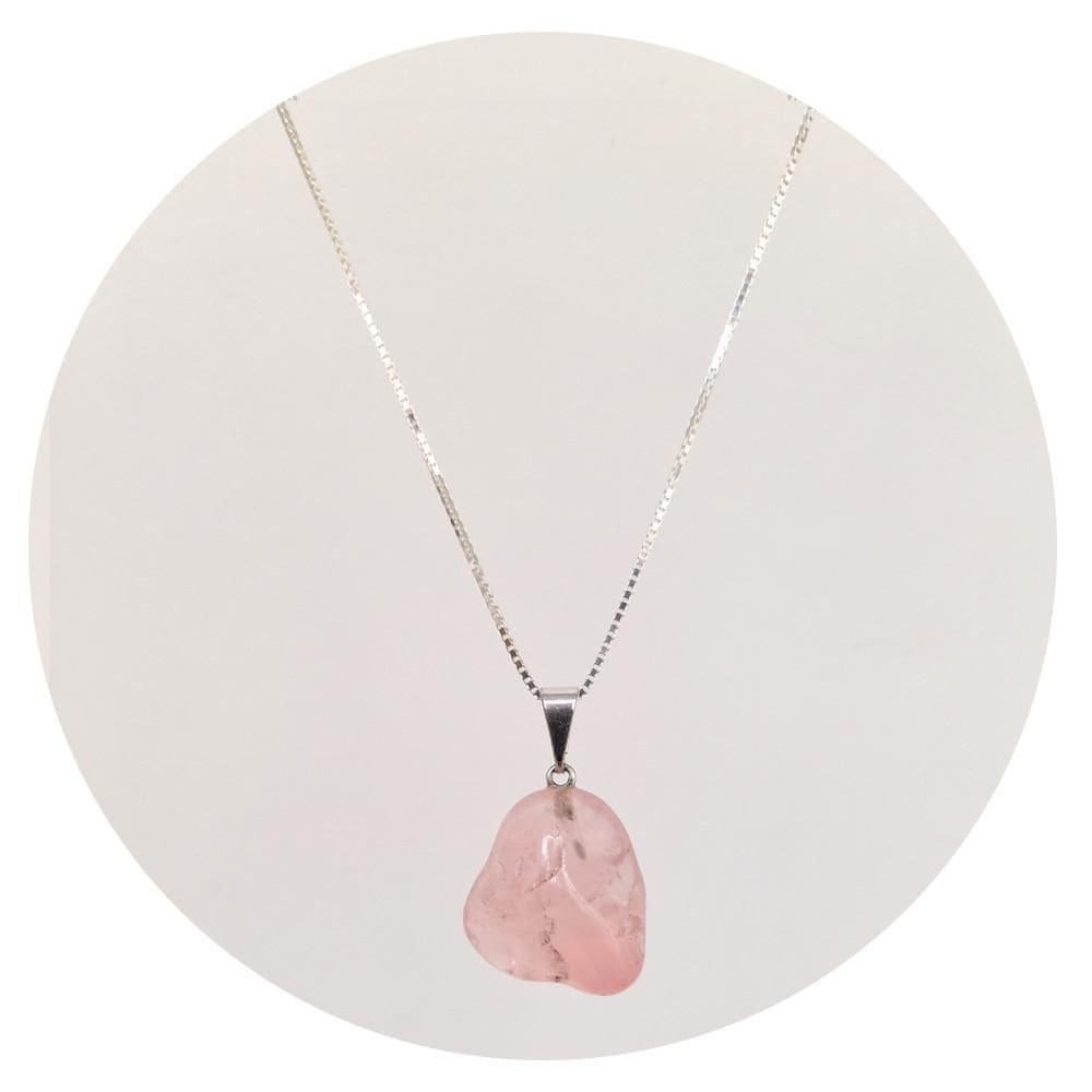 Colar 60Cm Prata 925 Quartzo Rosa - Natural P. Vecchio Joias
