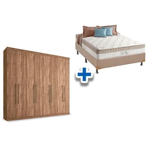 Cama Box Casal + Colchão King Best + Guarda Roupa Master Vip 8.4 Atacama