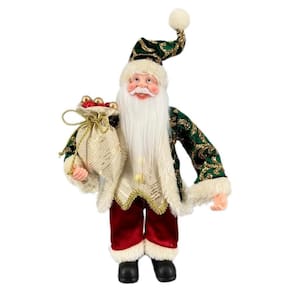Papai Noel Pequeno Verde E Vermelho Decoração Natal 30Cm