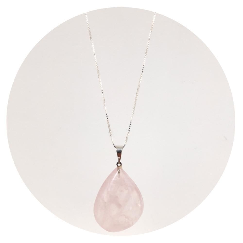 Colar 50Cm Prata 925 Quartzo Rosa Gotas Natural P. Vecchio