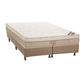 Cama Box King: Colchão Molas Ortobom Nanolastic Elegant + Base CRC Suede Bege(186x198)
