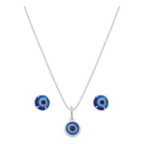 Conjunto Colar Prata 925 Olho Grego + Brinco Com Garantia