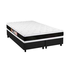 Cama Box Queen: Colchão Espuma Castor D45 Black e White Double Face + Base CRC Suede Gray(158x198)