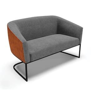 Sofá Namoradeira 2 Lug Industrial Preto Stella Noz/Linho D03 - D`Rossi