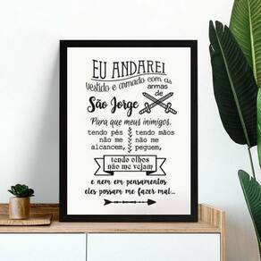 Quadro Decorativo Oração Para São Jorge 45X34Cm - Com Vidro
