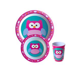 Kit 03 Peças Para Refeição Infantil Coruja Ceci Bebê Art House