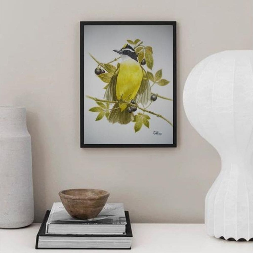 Quadro Decorativo Passarinho Bem Te Ví 33X24Cm - Com Vidro