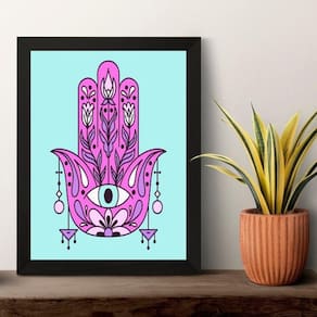 Quadro Esotérico Olho Grego Com Hamsa 24X18Cm - Com Vidro