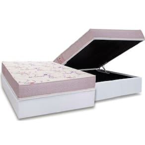 Conjunto Box Baú Casal: Colchão Espuma Ortobom D20 Physical Resistente Bordado + Base CRC Courano White(138x188)