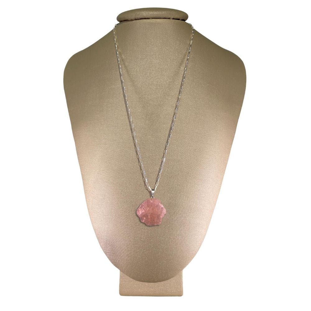 Colar Prata 925 Cadeado Quartzo Rosa Bruto P. Vecchio Joias