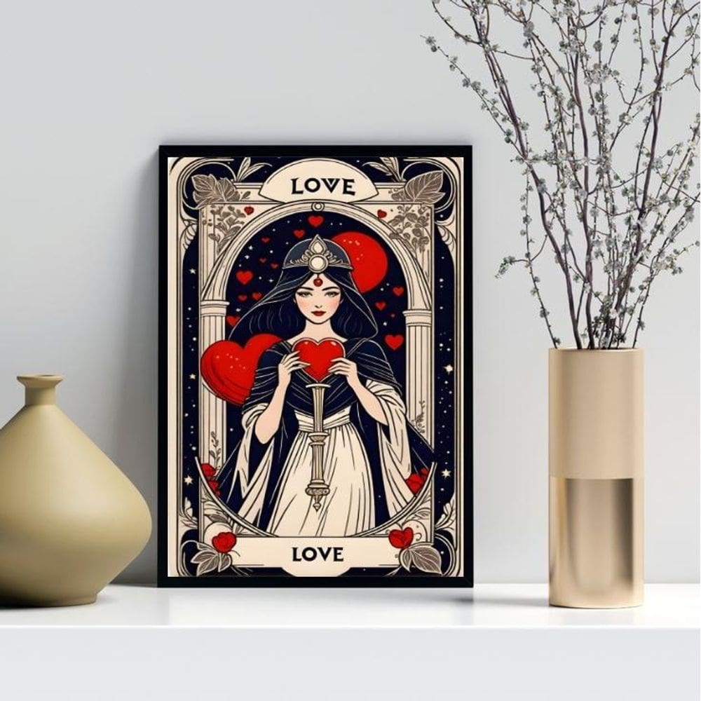 Quadro Decorativo Carta Tarot - Love 24X18Cm - Com Vidro