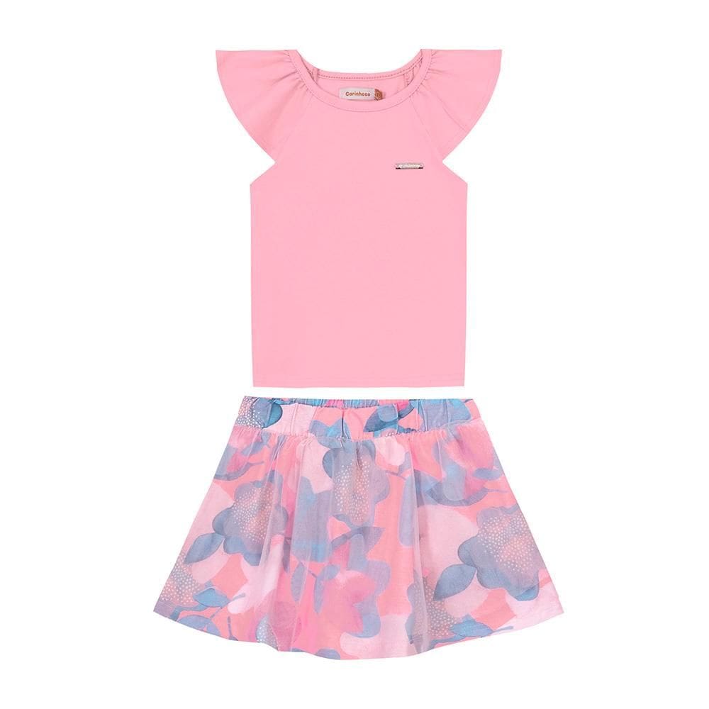 Conjunto Blusa E Shorts Saia Carinhoso Com Tule Ref: 1000119657 1/3 Menina.