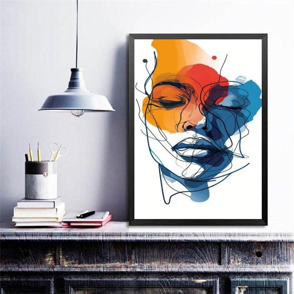 Quadro Decorativo Abstrato Rosto Mulher 45X34Cm