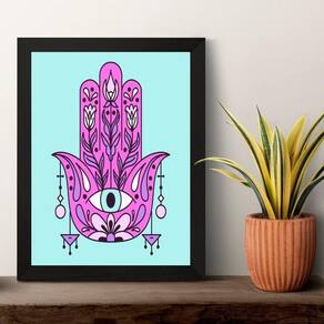 Quadro Esotérico Olho Grego Com Hamsa 45X34Cm