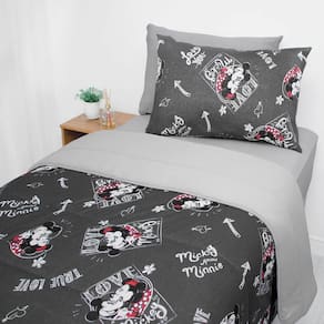 Edredom Solteiro Infantil Malha Minnie e Mickey