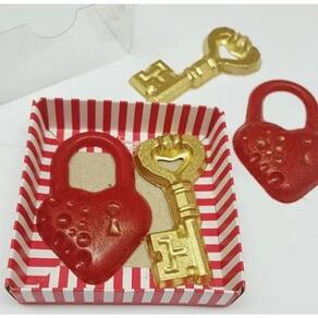 Forma Acetato P chocolate Chave E Cadeado Coração 9751 - Bwb