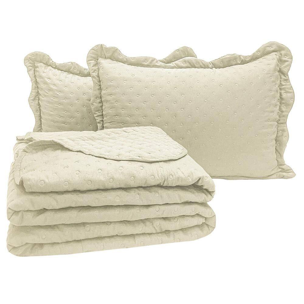 Kit Cobre Leito Colcha Diplomata King Dupla Face 3 Peças