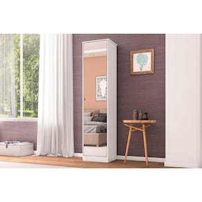 Armário Sapateira Quarto Reflex c/ 1 Porta c/ Espelho Branco - Demóbile