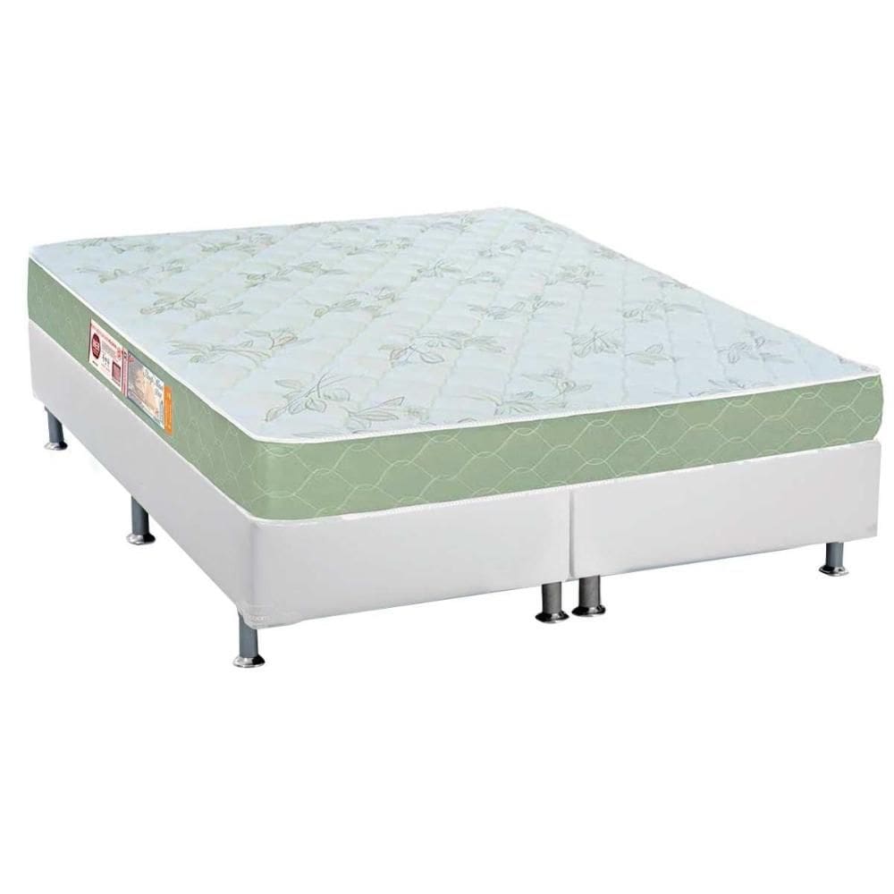 Cama Box Queen: Colchão Espuma Castor D33 Sleep Max + Base CRC Courano White(158x198)