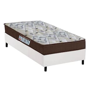 Cama Box Solteiro: Colchão Espuma Ortobom D45/EP Fort Tech ISO 150 + Base CRC Courano White(88x188)