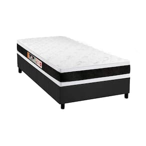Cama Box Solteiro: Colchão Espuma Castor D45 Black e White AIR Double Face + Base CRC Suede Gray(88x188)