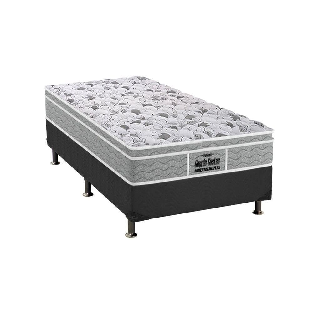 Cama Box Solteiro: Colchão Ortopédico Probel D45/EP Anatômico Guarda Costas Próextreme Plus + Base CRC Suede Gray(88x188)