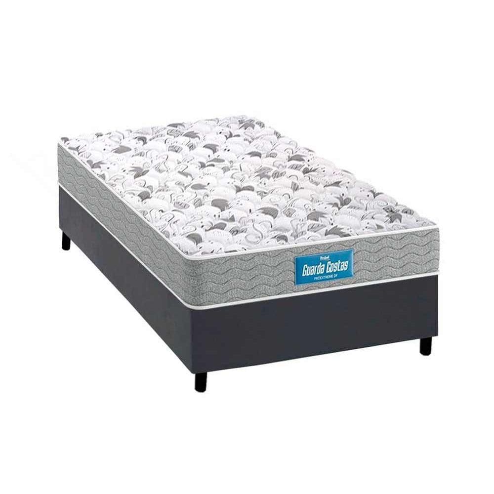 Cama Box Solteiro: Colchão Ortopédico Probel D45/EP Anatômico Guarda Costas Próextreme Plus Double Face + Base CRC Courano Gray(88x188)