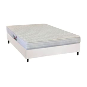 Cama Box Casal: Colchão Ortopédico Herval AG65 Firme Frontier + Base CRC Courano White(138x188)