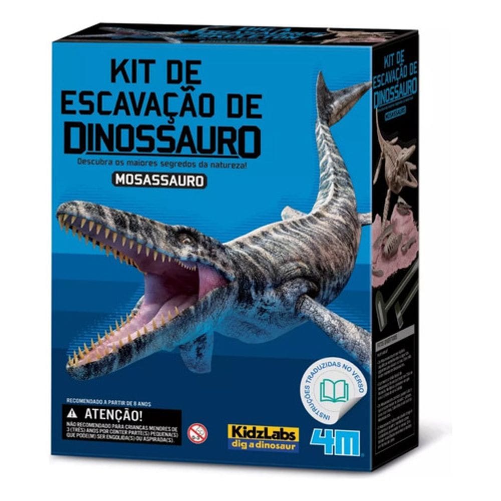 Kit Escavação Mosassauro Fóssil Brinquedo Arqueologi Kidzlab