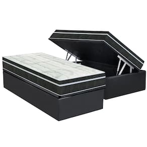 Cama Box Baú Solteiro: Colchão Molas Orthoflex Bonnel Venezia + Base CRC Suede Gray(88x188)