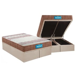 Cama Box Baú Queen: Colchão Espuma Probel D33 / EP Guarda Costas PróIntense Plus Double Face + Base CRC Suede Clean(158x198)