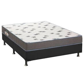Cama Box Casal: Colchão Espuma Ortobom D33 Light Saúde + Base CRC Suede Cinza(138x188)